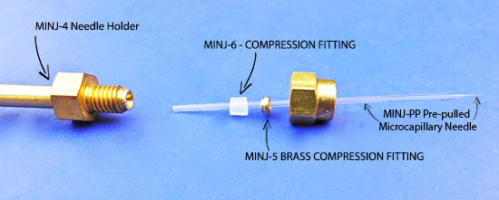 如何將毛細(xì)管針安裝到 MINJ-4 持針器上